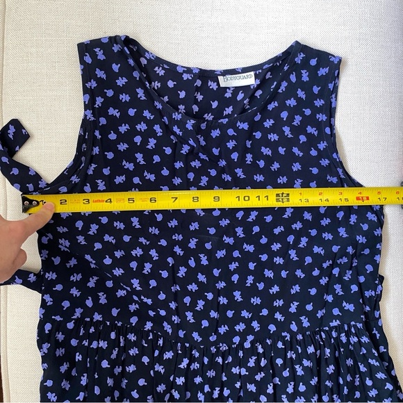 VINTAGE Navy Blue Floral Sleeveless Midi Dress with tie XS/S - Picture 7 of 9